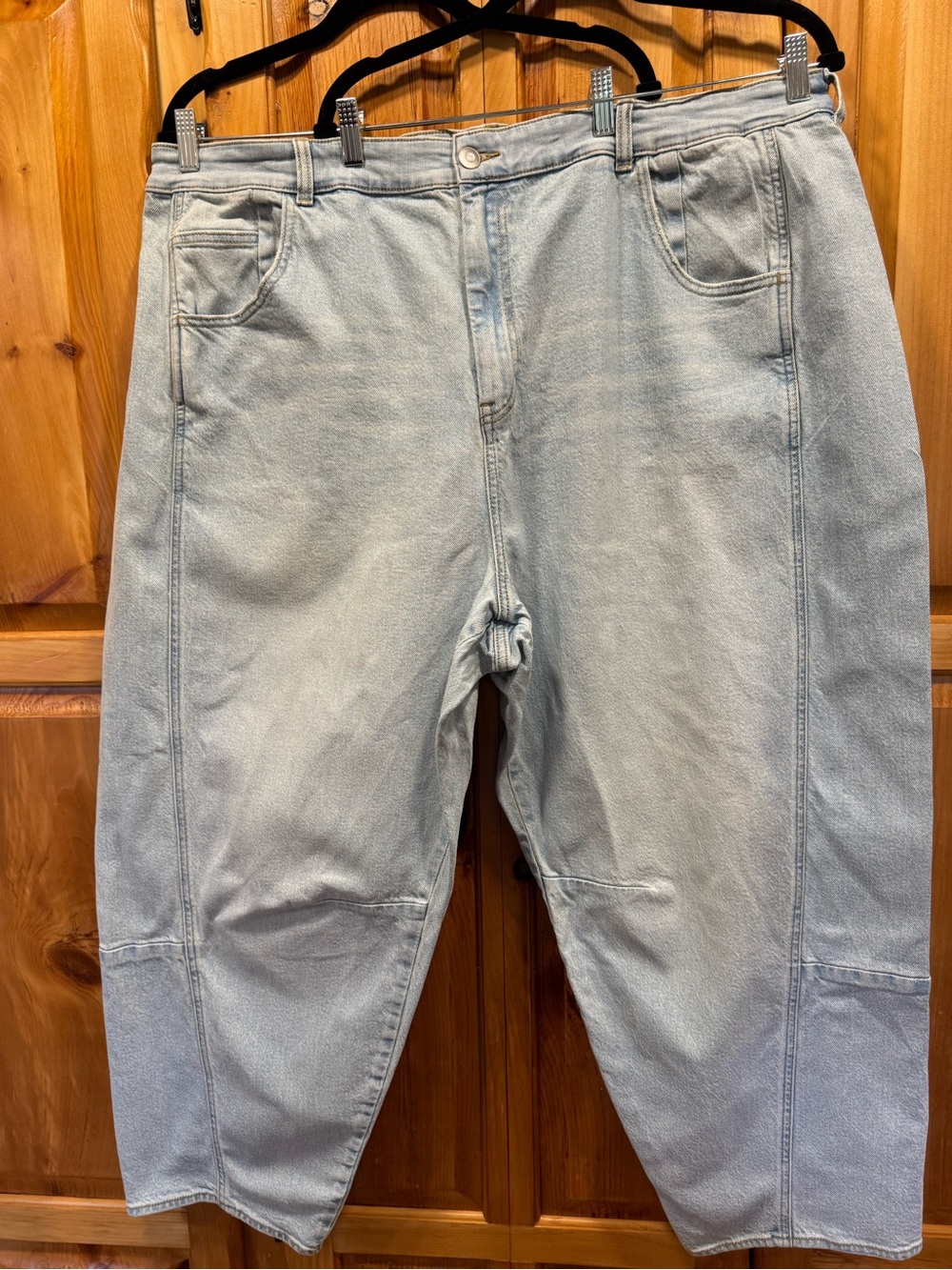 Light Wash Barrel Jeans - Casual Relaxed Tall Fit